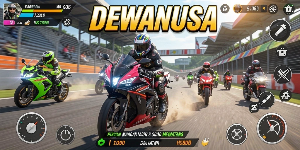 Tampilan gameplay balap motor yang seru dari DEWANUSA.
