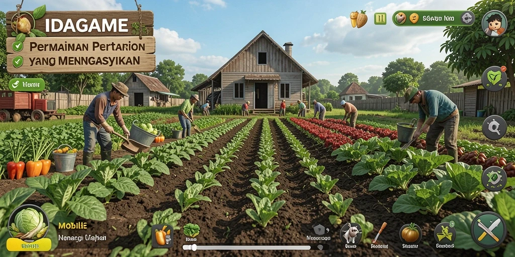 Screenshot gameplay IDAGAME dengan suasana pertanian yang indah.