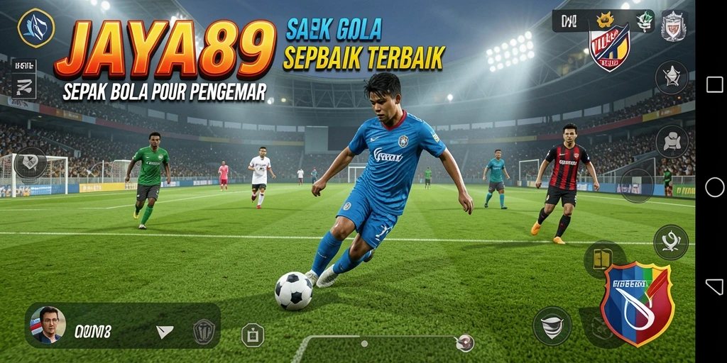 Tampilan gameplay menarik dari JAYA89 dengan aksi sepak bola intens.