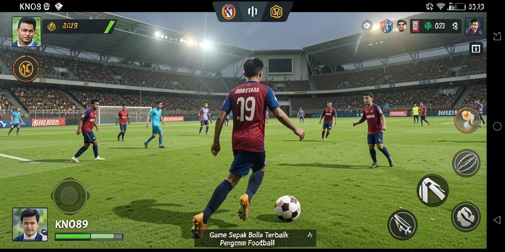 Tampilan gameplay mendebarkan di KNO89 dengan aksi sepak bola yang intens.