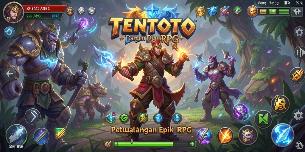 Tangkapan layar gameplay TENTOTO yang menampilkan pertarungan epik dan eksplorasi dunia.