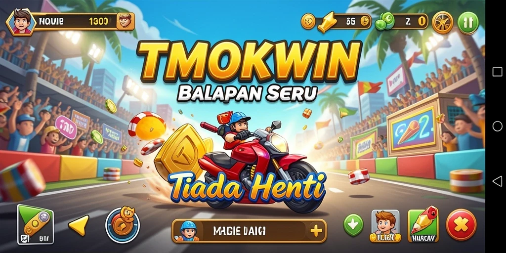 Screenshot gameplay TMOKWIN yang menunjukkan intensitas balapan.