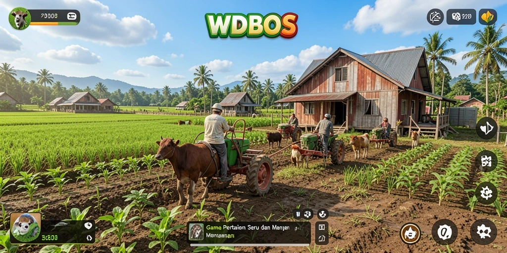 Tangkapan layar gameplay WDBOS yang menunjukkan pertanian yang berkembang.