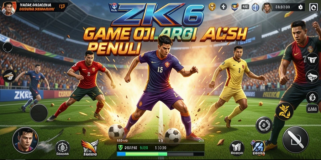 Screenshot utama ZK6 menampilkan pertandingan olahraga seru.