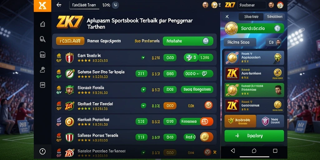 Tampilan layar ZK7 saat melakukan taruhan olahraga.